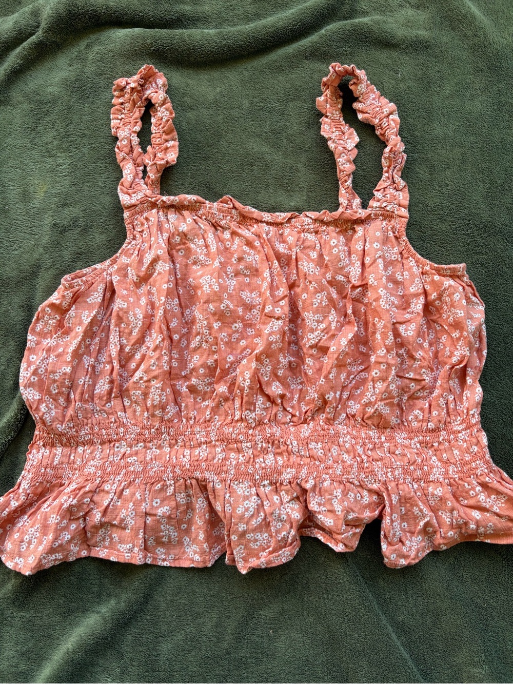 a.n.a Coral Floral Ruffled Cropped Camisole